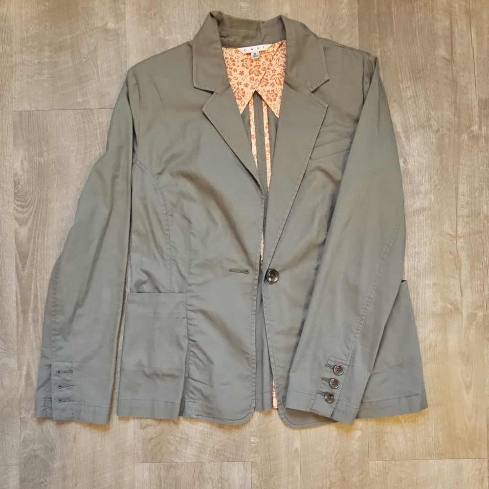 CAbi Gray Blazer with Orange Lining